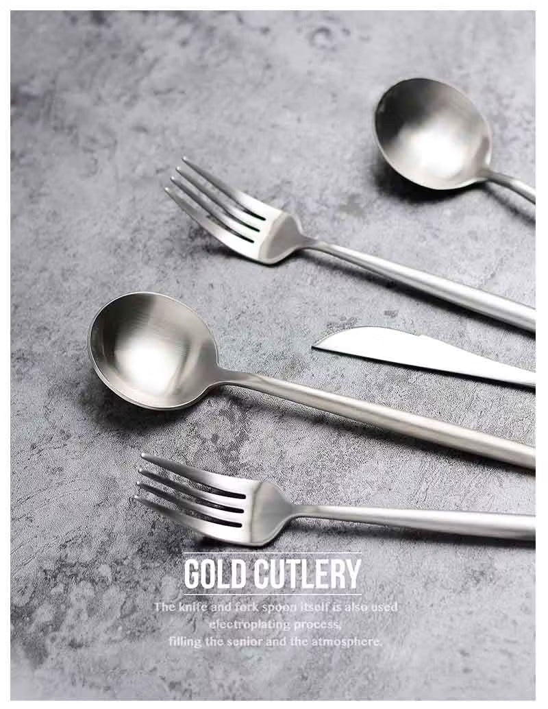 Western dining tableware - steak knife and fork, 304 stainless steel coffee spoon, Western dining knife and fork, dinner fork, Western spoon - knife and fork set, gift box knife and fork set of four pieces