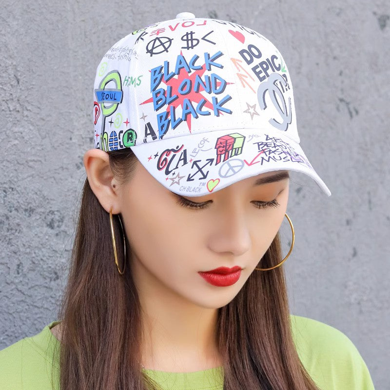 Men's and Women's Spring-Autumn Colorful Letter Print Breathable Baseball Cap, Men's Sun Protection and Sunshade Cap, Outdoor Bowler Hat