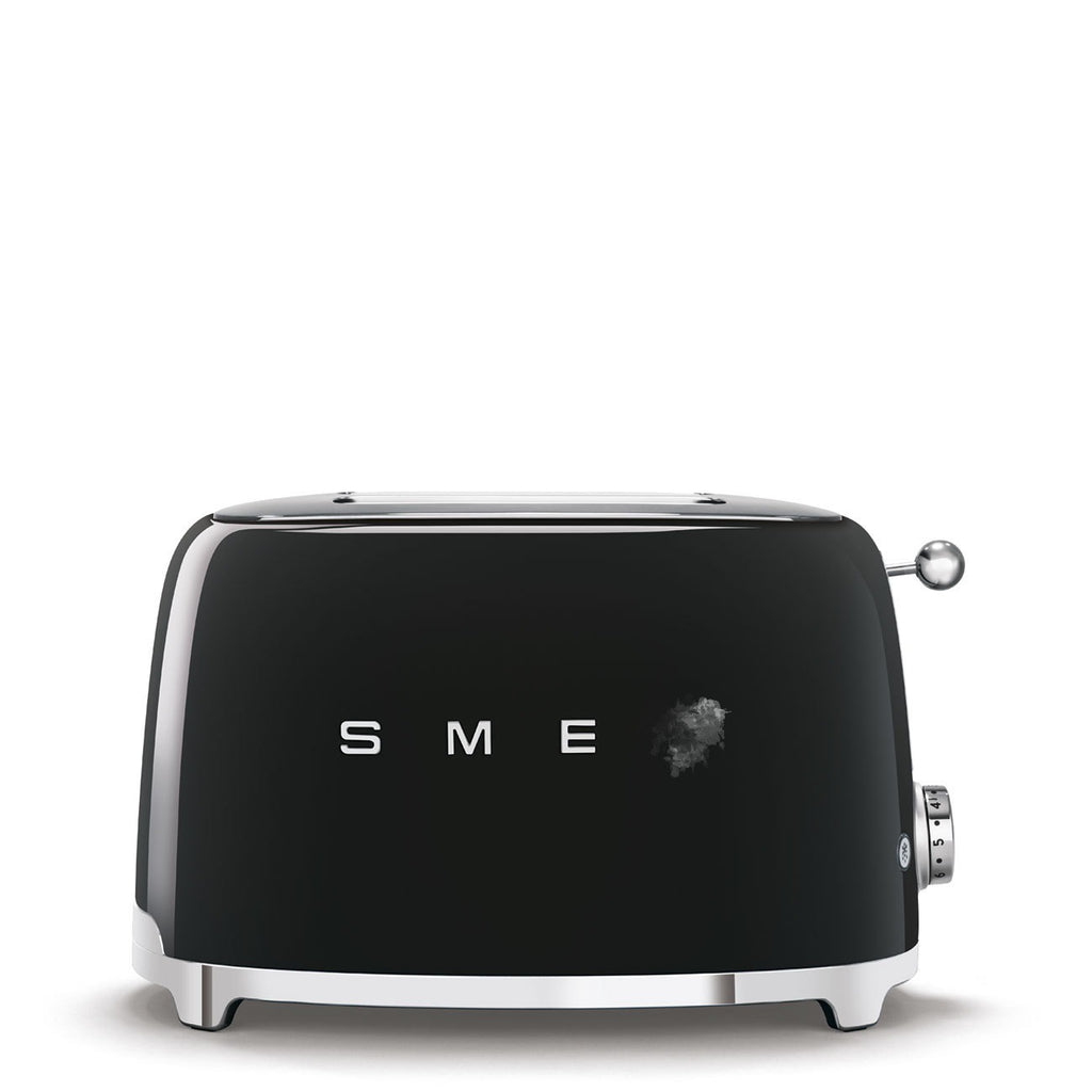 Household 2-Slice vintage toaster oven for baking bread. Toast heating automatic breakfast machine.