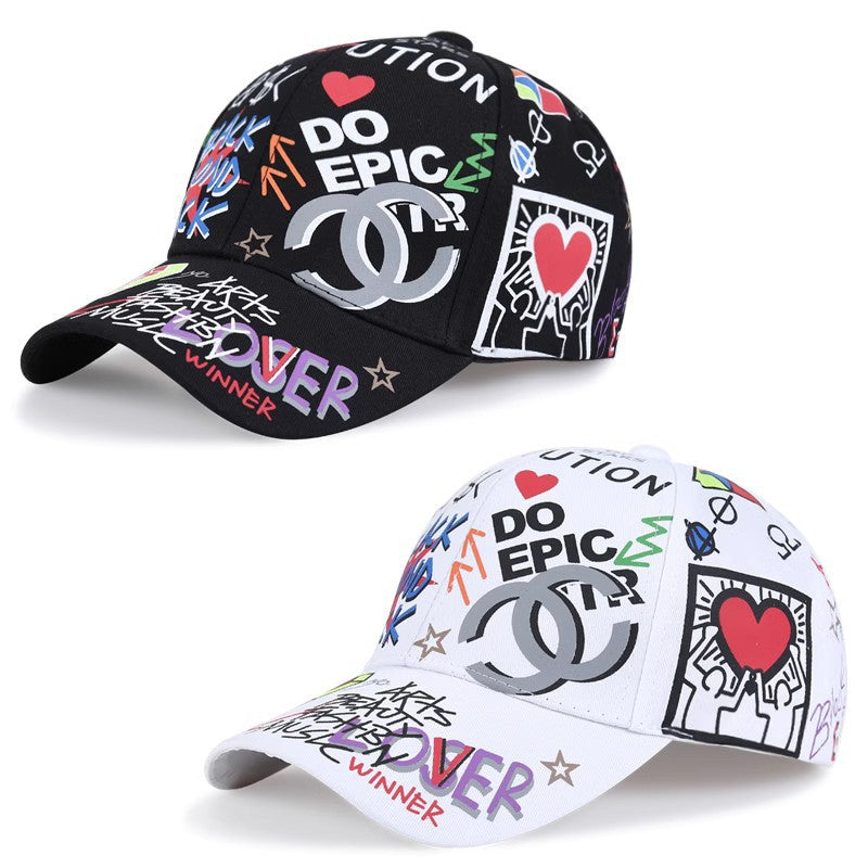 Men's and Women's Spring-Autumn Colorful Letter Print Breathable Baseball Cap, Men's Sun Protection and Sunshade Cap, Outdoor Bowler Hat