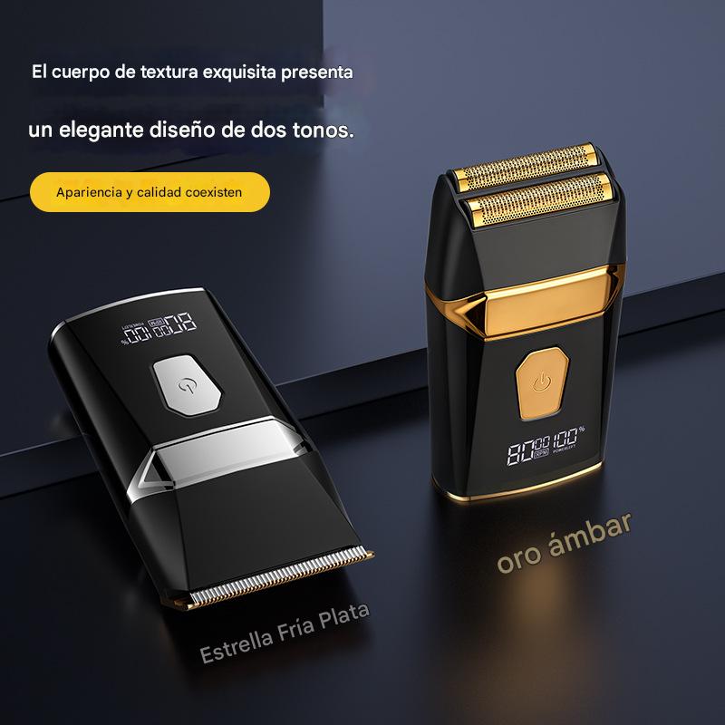 Electric hair clipper for shaving, bleaching hair, both dry and wet use, reciprocating floating double-blade head razor, full body water wash, quick charging