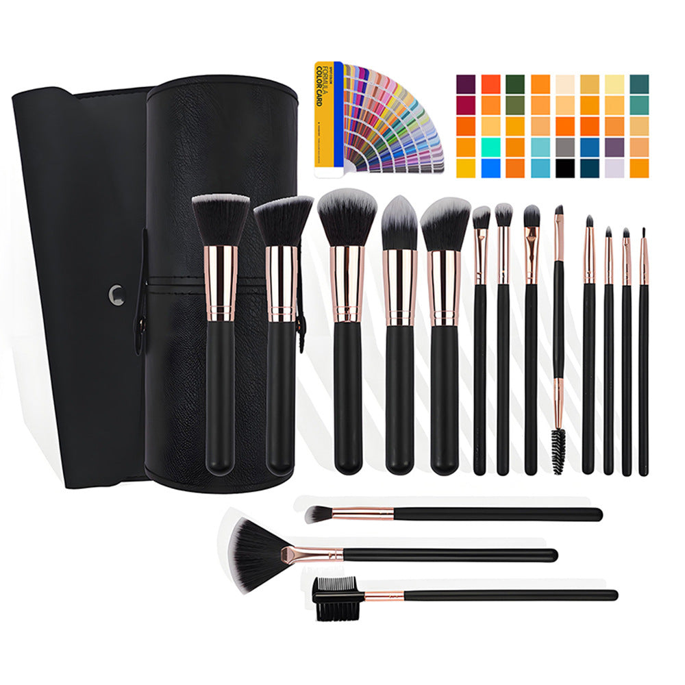 Pretty and Perfect A complete set of 16 makeup brush sets with  wooden handles and soft fiber bristles, suitable for professional makeup application.