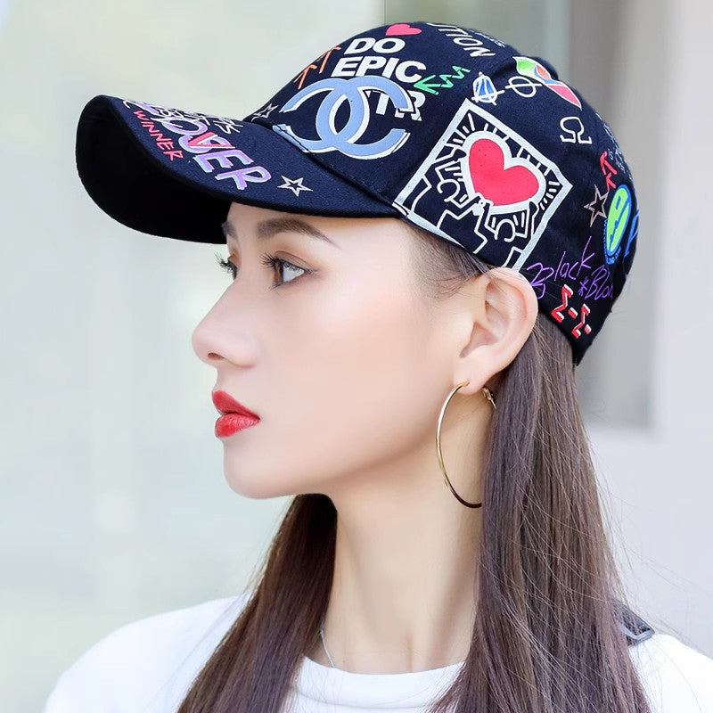 Men's and Women's Spring-Autumn Colorful Letter Print Breathable Baseball Cap, Men's Sun Protection and Sunshade Cap, Outdoor Bowler Hat