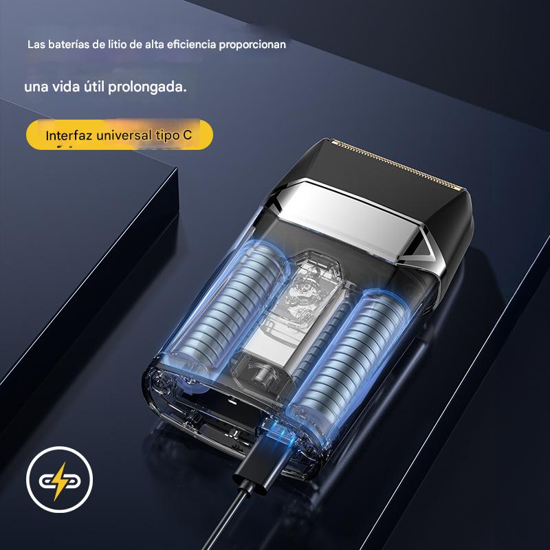 Electric hair clipper for shaving, bleaching hair, both dry and wet use, reciprocating floating double-blade head razor, full body water wash, quick charging